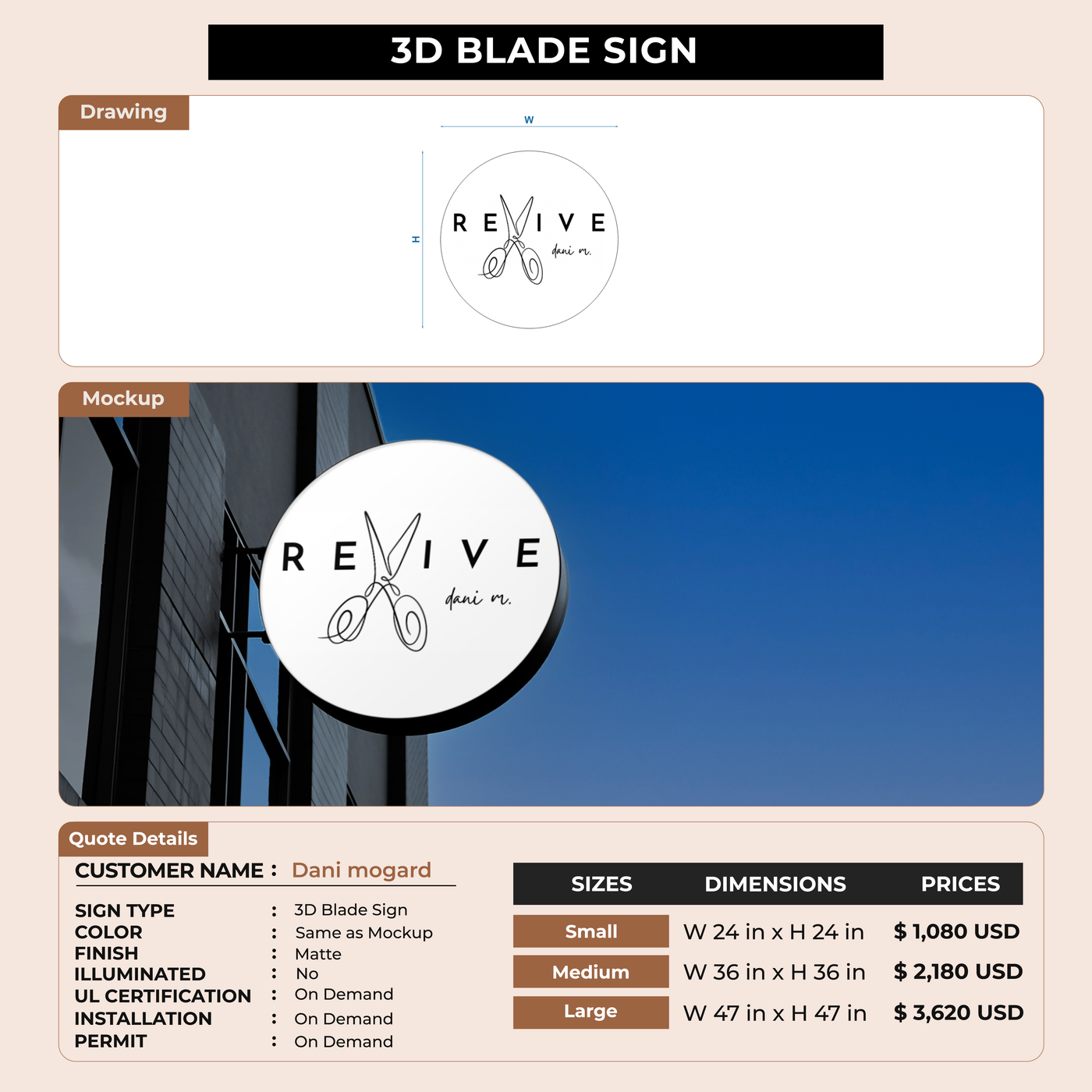 3D Blade Sign for Dani mogard