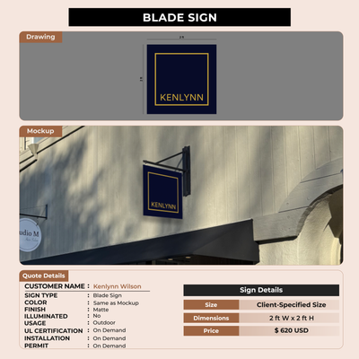 Blade Sign for Kenlynn Wilson