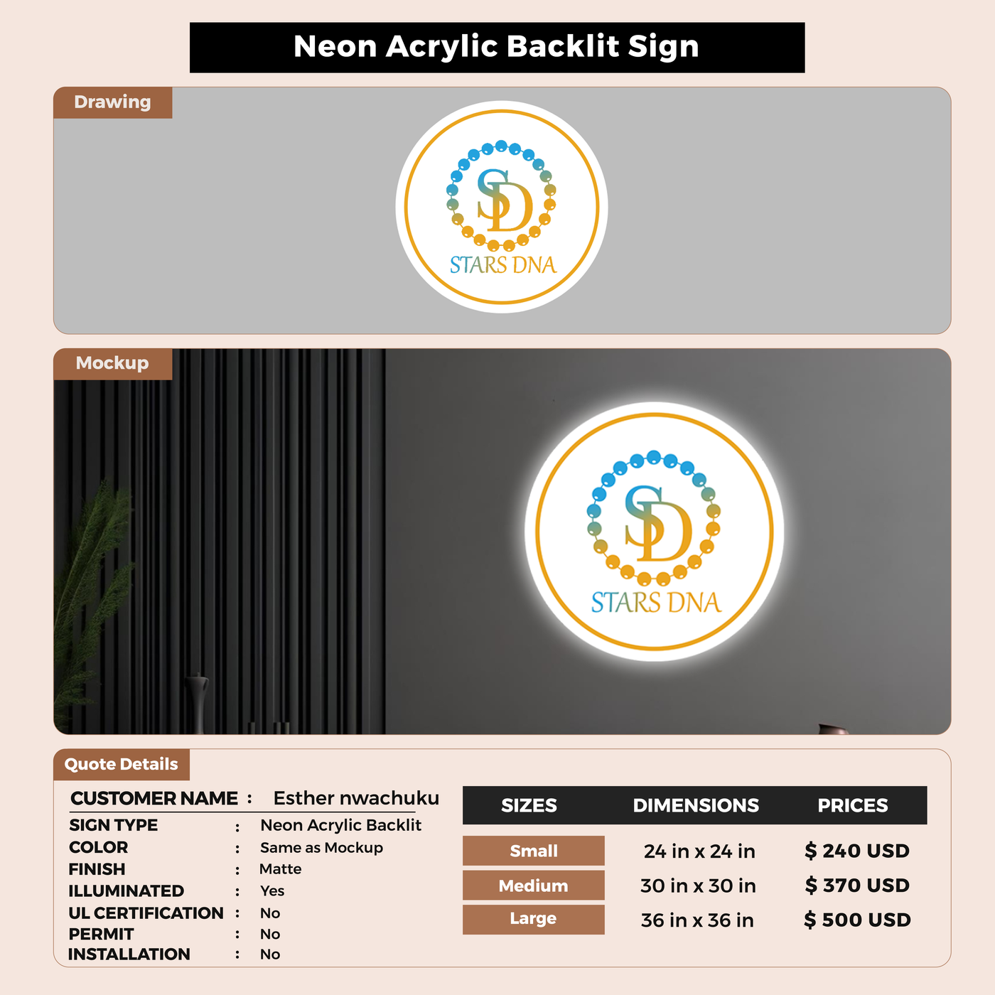 Business signage for Esther nwachuku