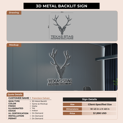 3D Metal Backlit for Francisco Galvan