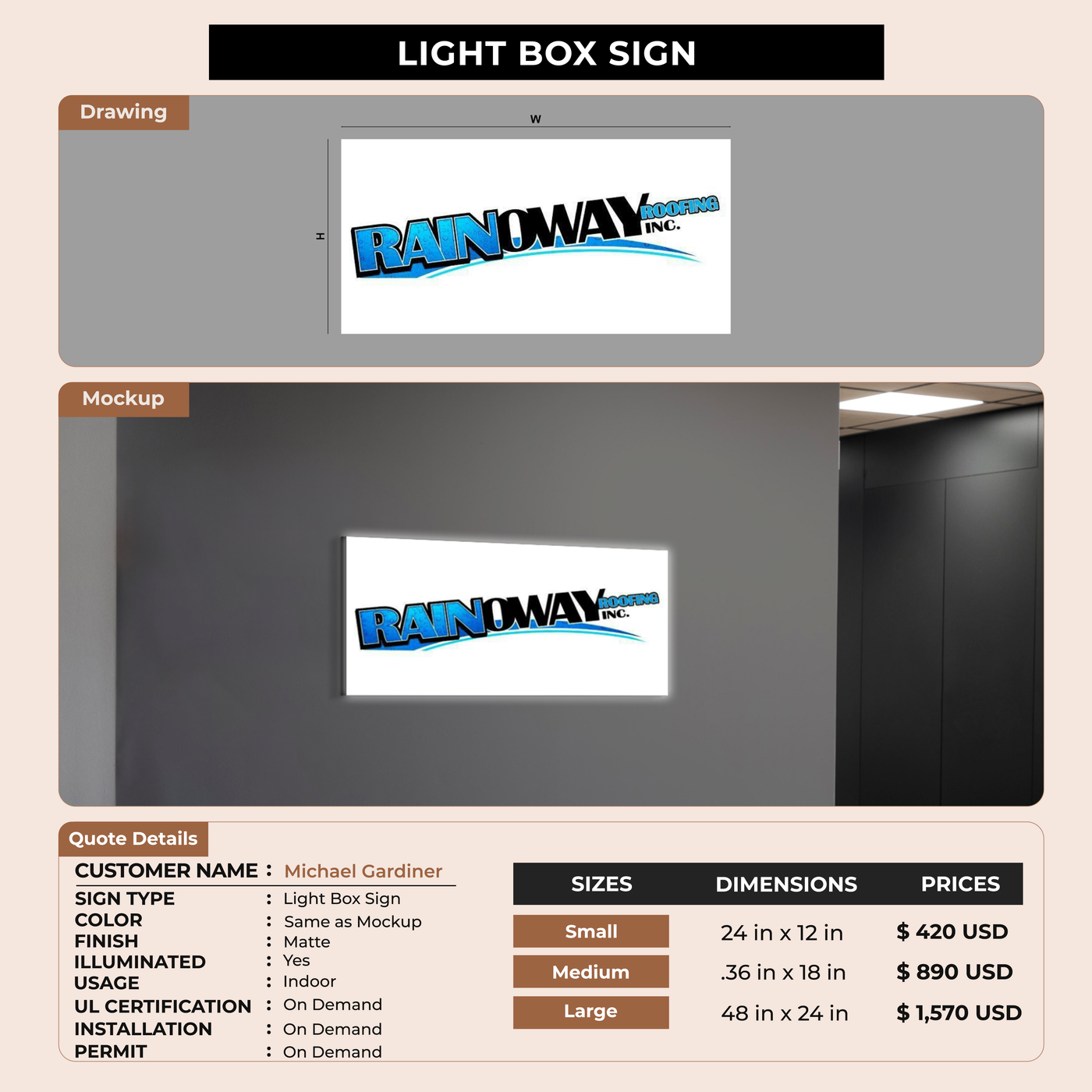 Lightbox sign for Michael Gardiner