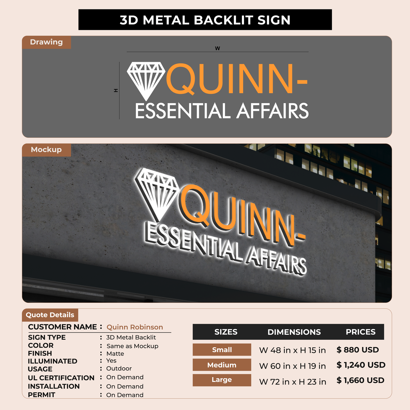 Business Signage for Quinn Robinson
