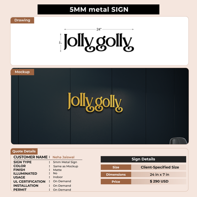 5MM Metal Signs For Neha Jaiswal