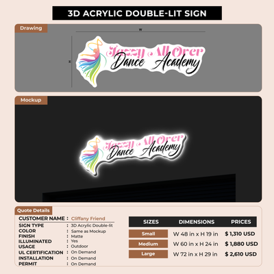 3D Acrylic Double-lit sign for Cliffany Friend