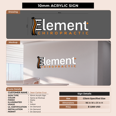 10mm Acrylic Sign for Jean Carlos Cruz