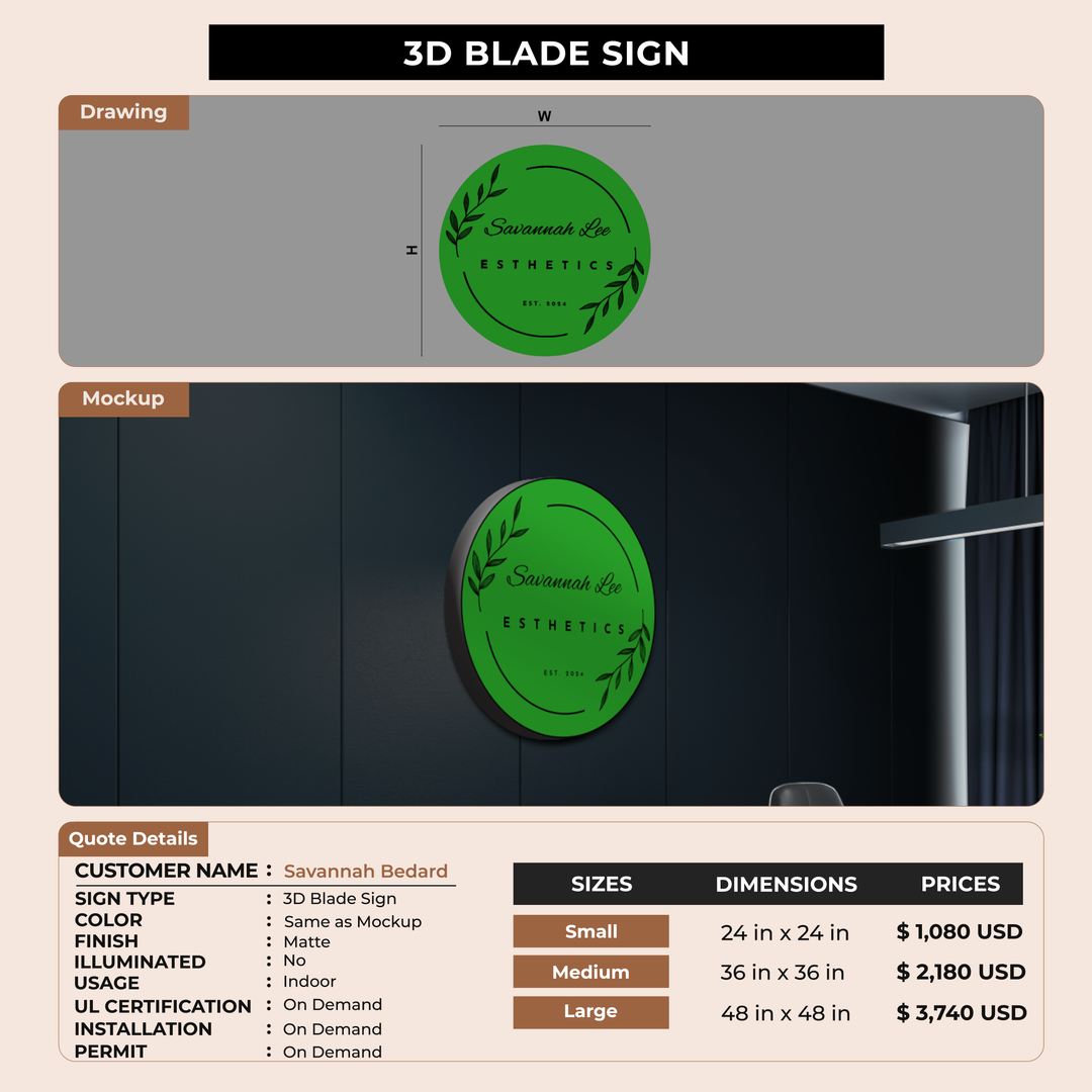 3D Blade Sign for Savannah Bedard