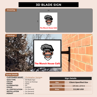 3D Blade Sign for Christopher Xampos