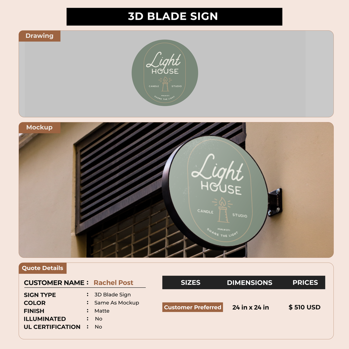3d blade sign for Rachel Post