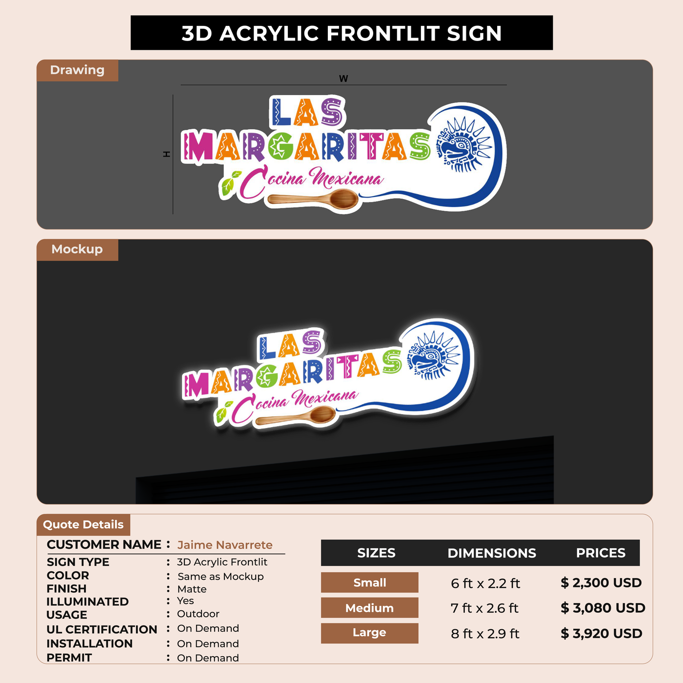 Business signage for Jaime Navarrete