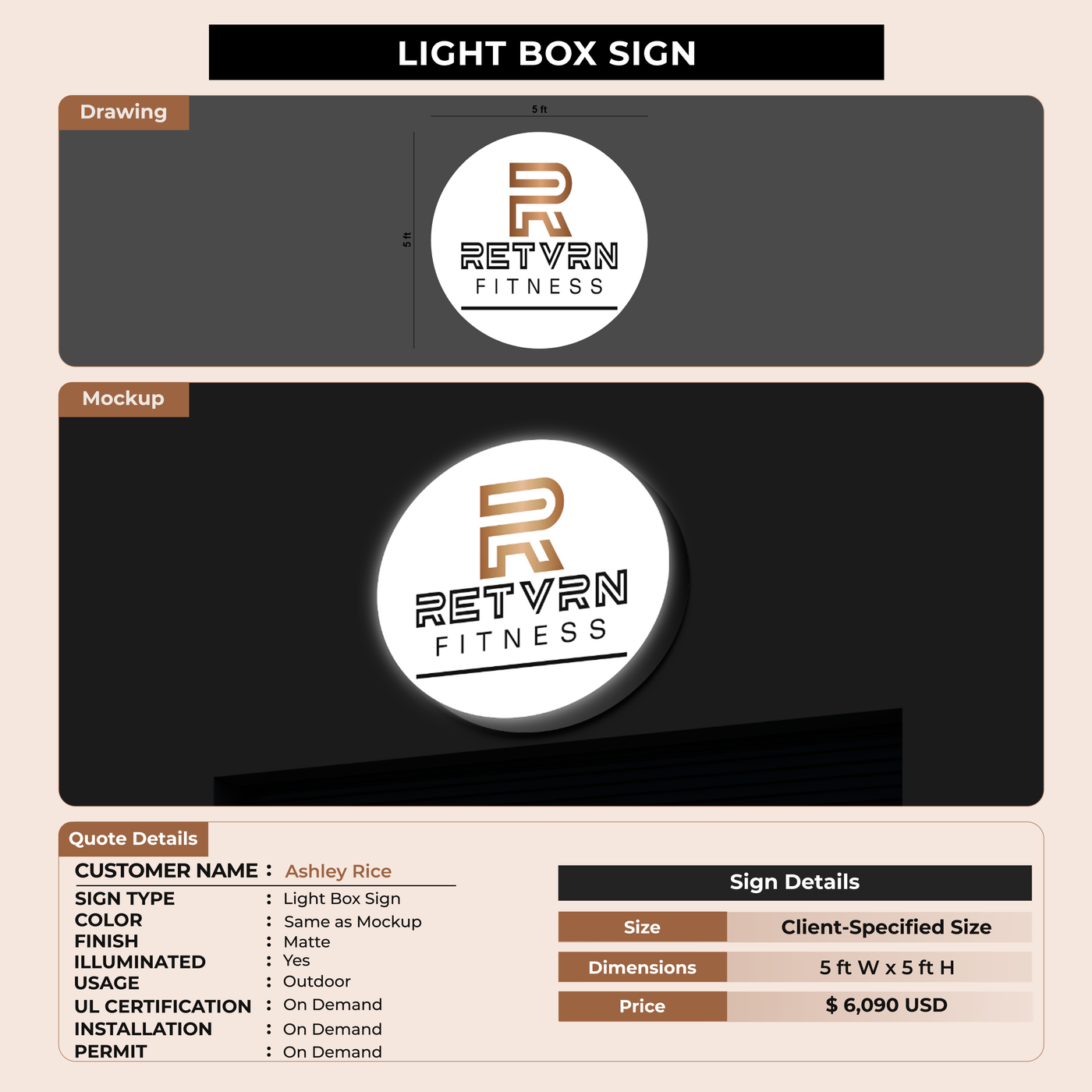 Light Box Sign for Ashley Rice