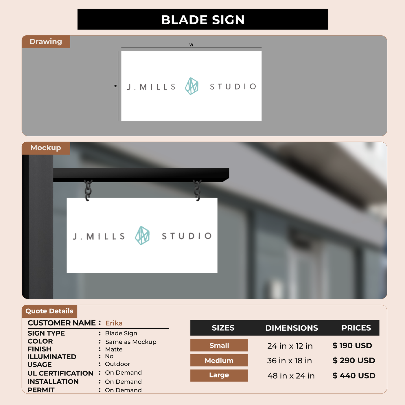 Blade Sign for Erika