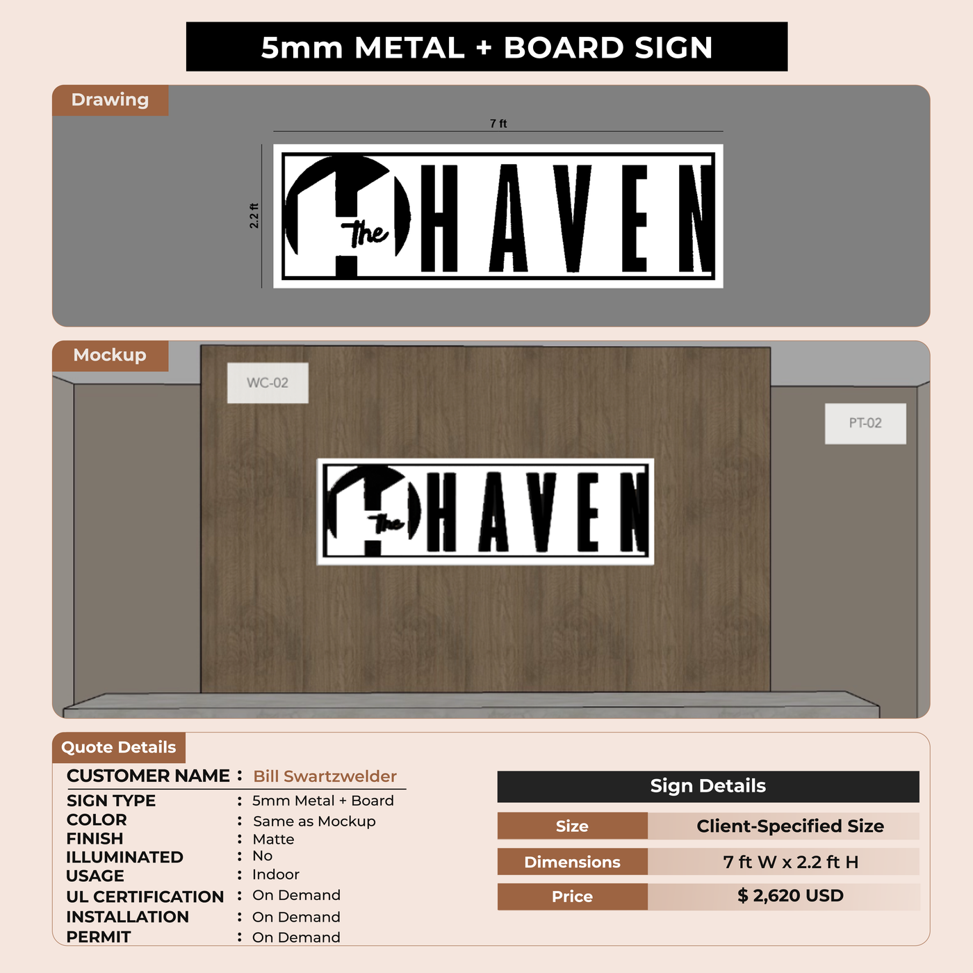 Custom Metal Signs for Bill Swartzwelder