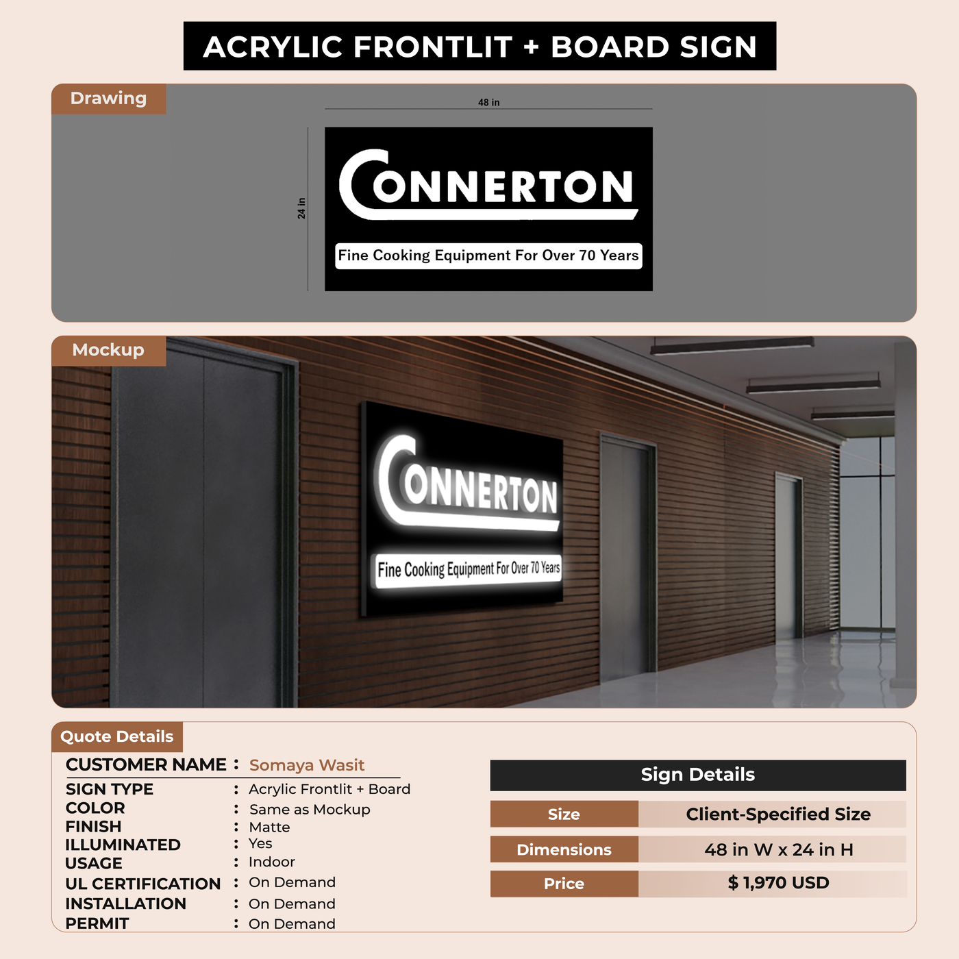 Acrylic Frontlit with board for Somaya Wasit