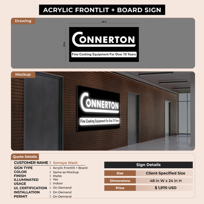 Acrylic Frontlit with board for Somaya Wasit