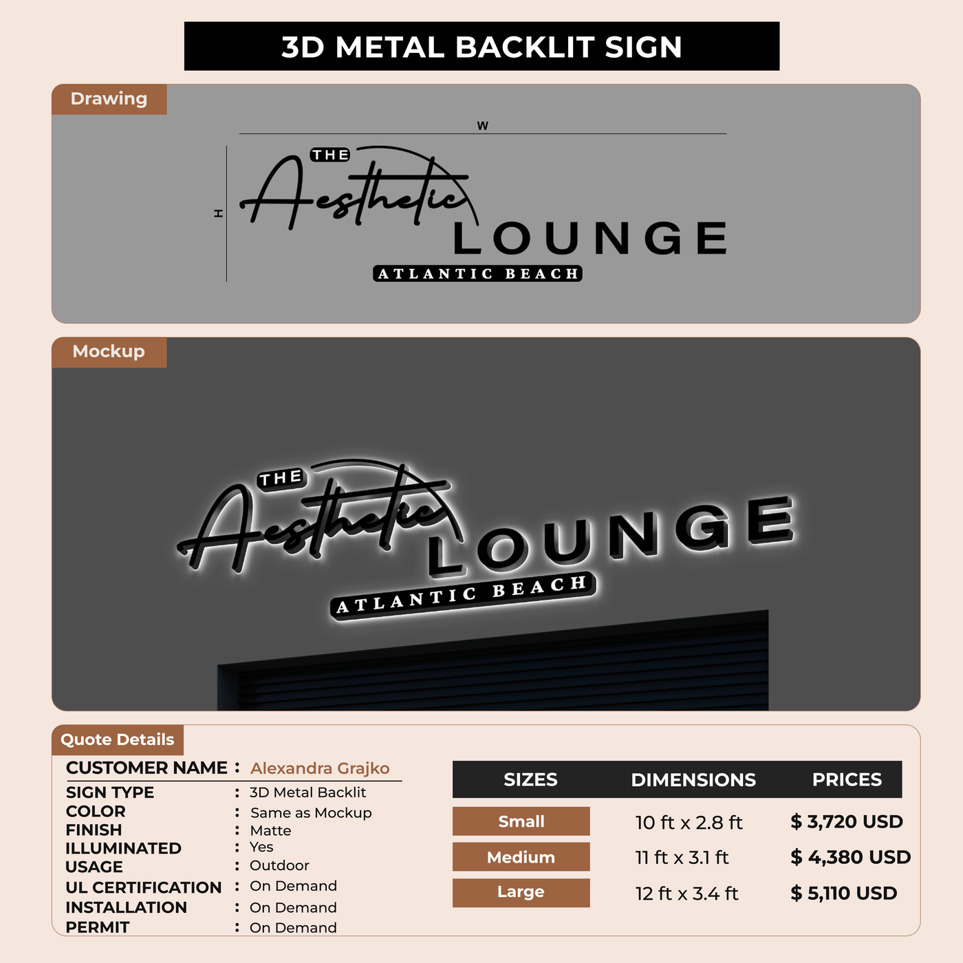 Business signage for Alexandra Grajko