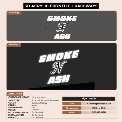 3d acrylic frontlit with raceways for Ibrahim Saleh