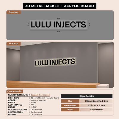 3D Metal Backlit Signage for Jordan Richardson
