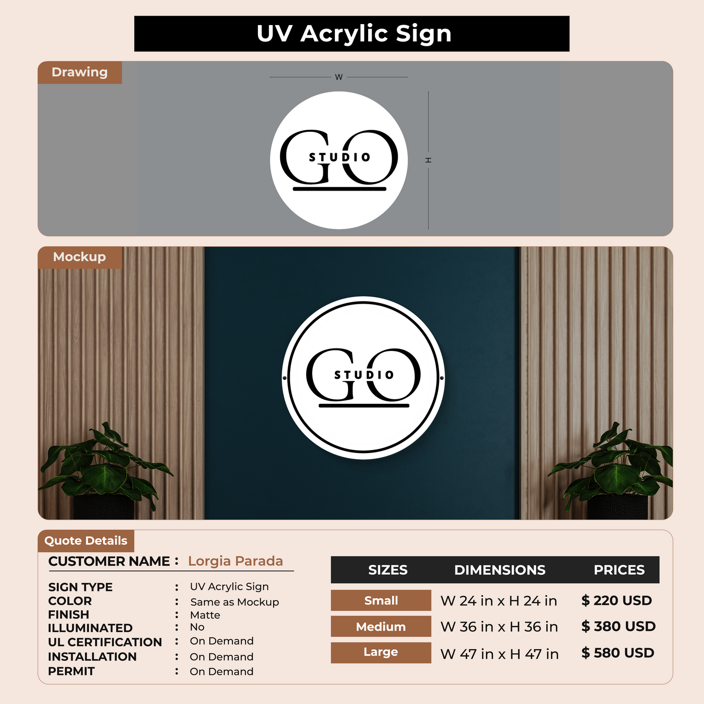 Custom Signs for Lorgia Parada