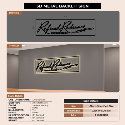3D Metal Backlit Sign For Duc nguyen