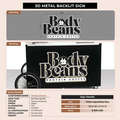 3D Metal Backlit Sign for Shelby Matson