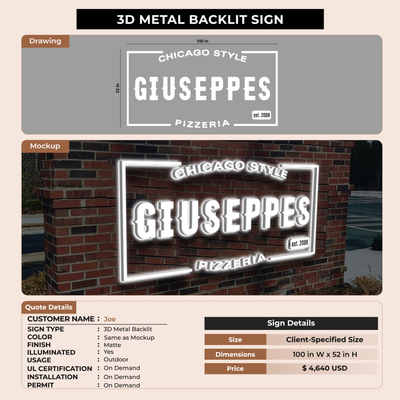 Business signage for joe