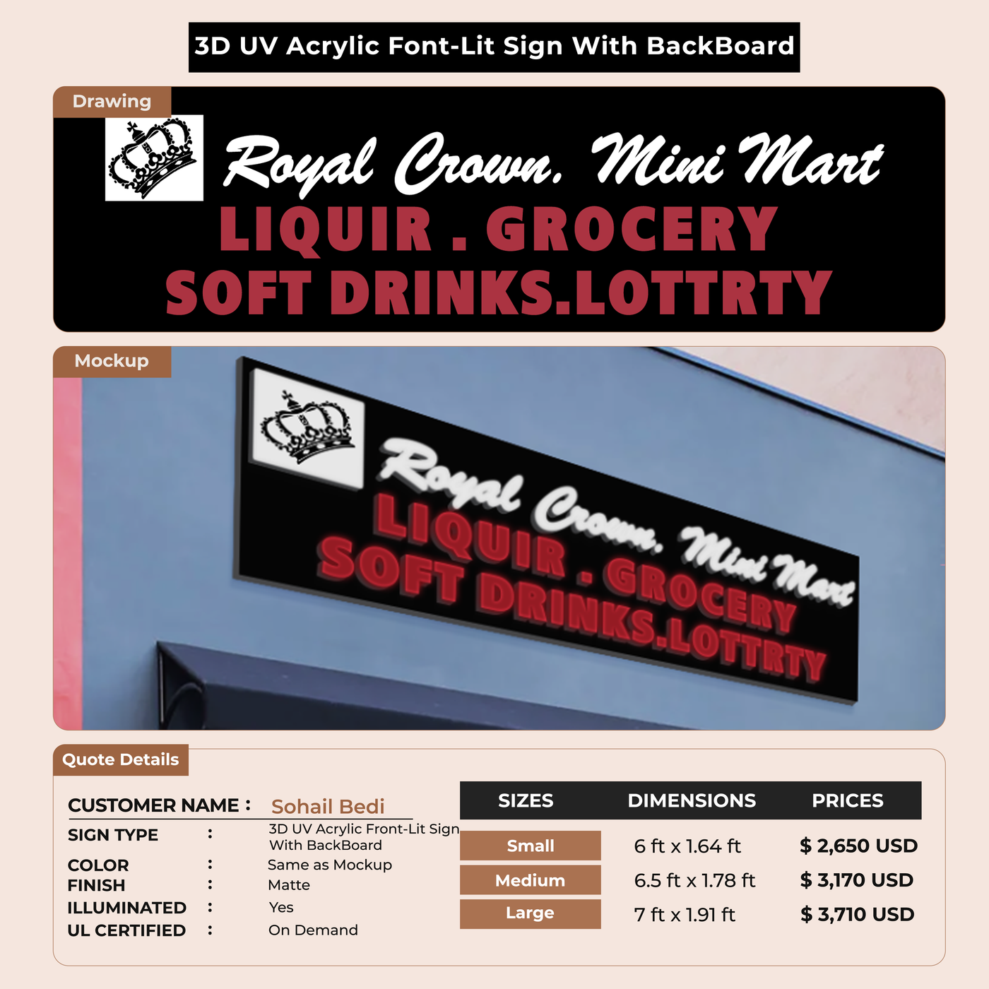 Custom Signs For Sohail Bedi