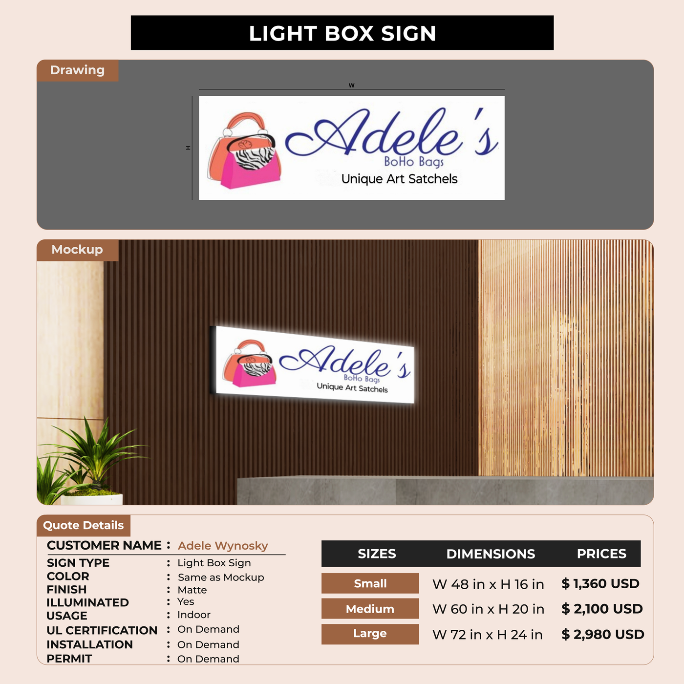 Business Signage for Adele Wynosky