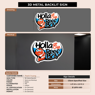3D Metal Backlit Sign for Thanh Truong