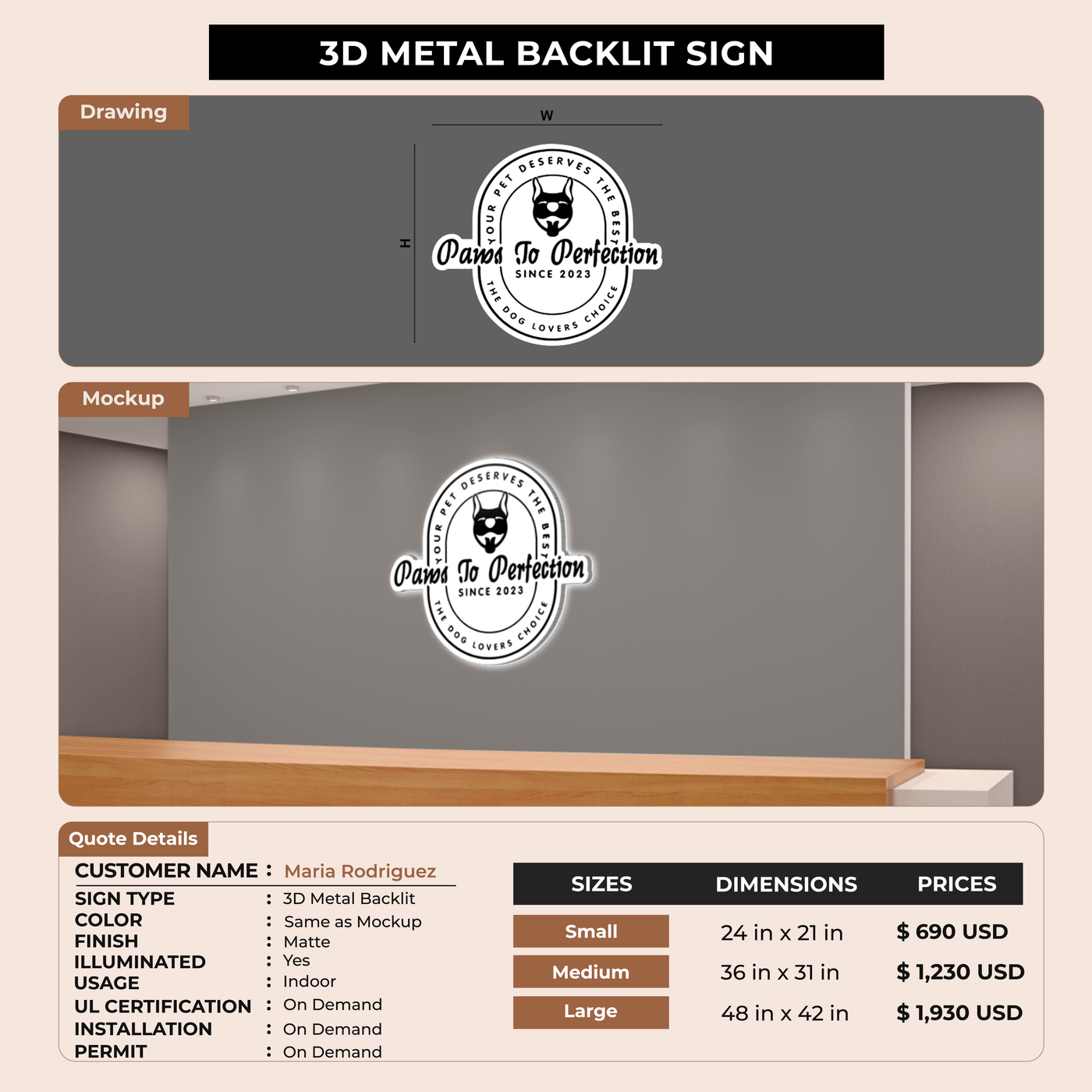 Business signage for Maria Rodriguez