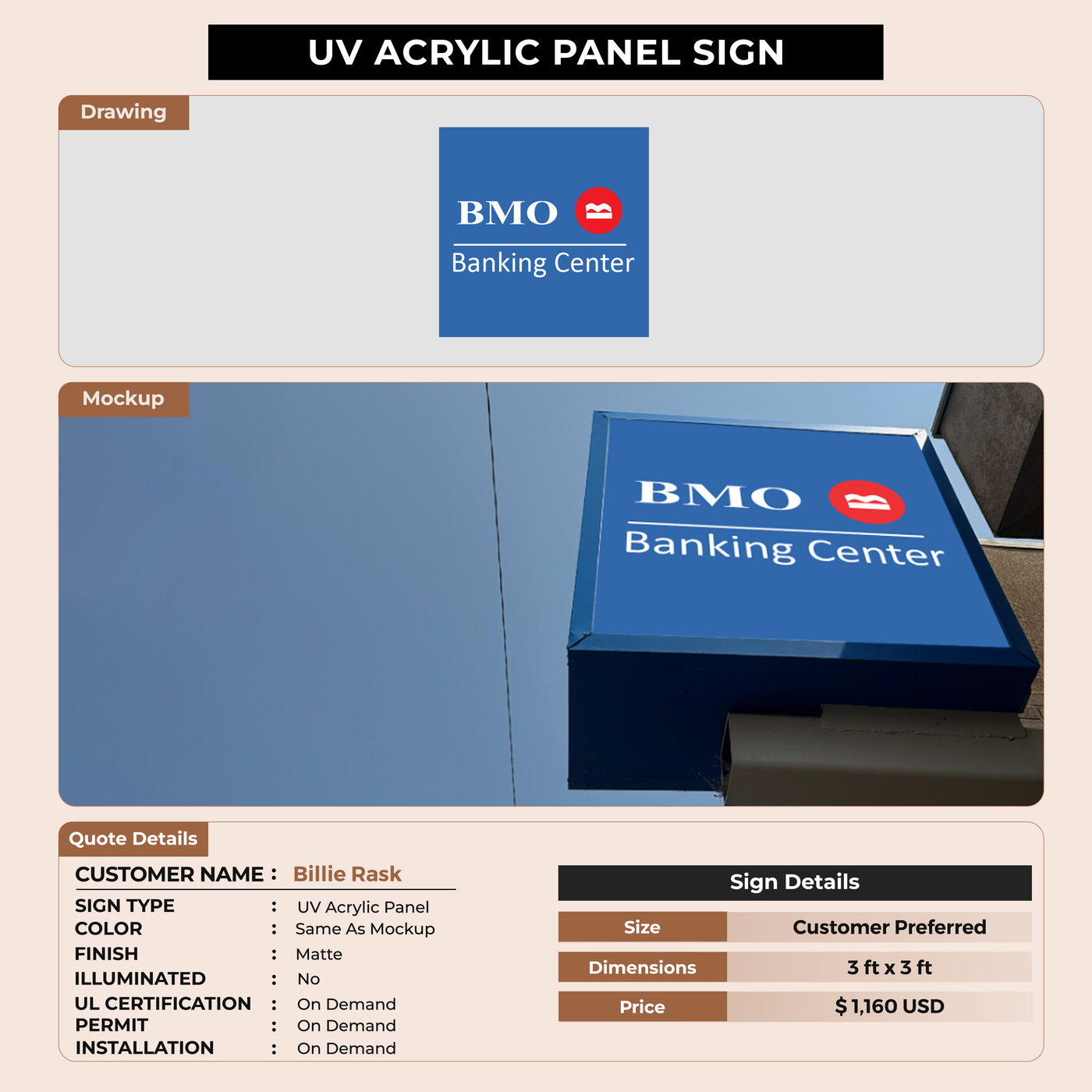 UV acrylic panel for Billie Rask