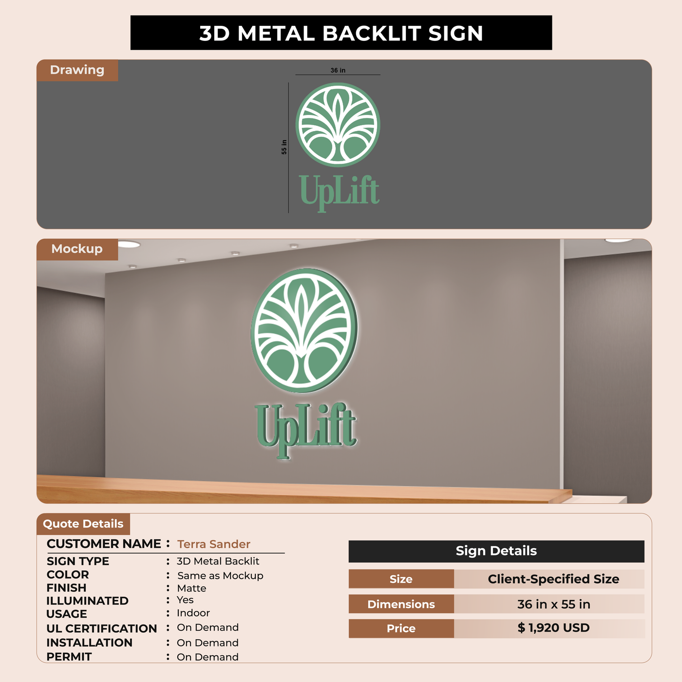 Business signage for Terra Sander