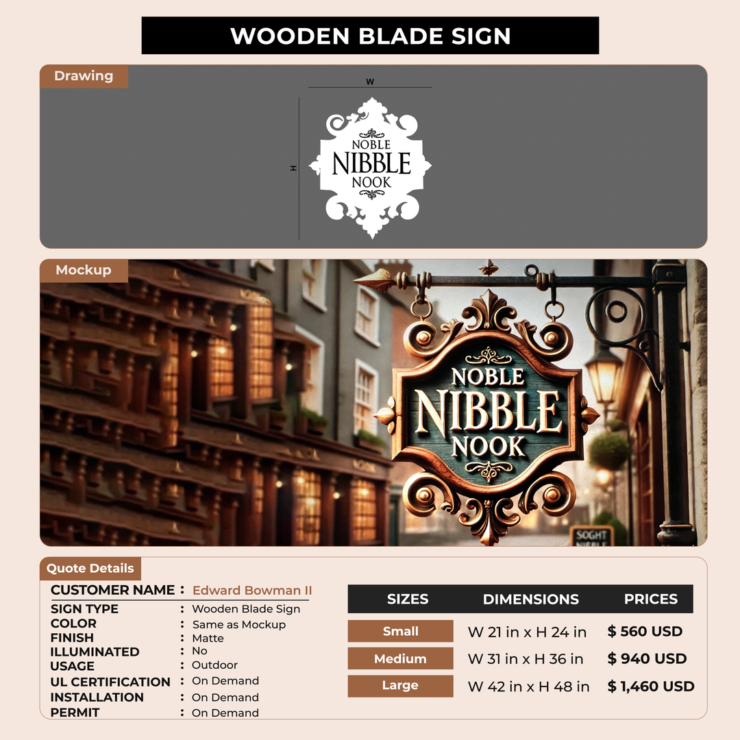 Wooden Blade Sign for Edward Bowman II