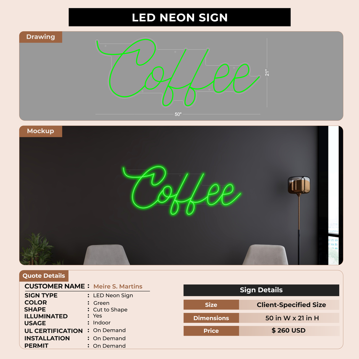 LED Neon Signs for Meire S. Martins