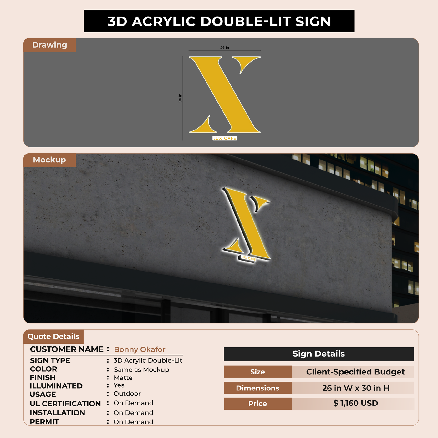 Business Signage for Bonny Okafor