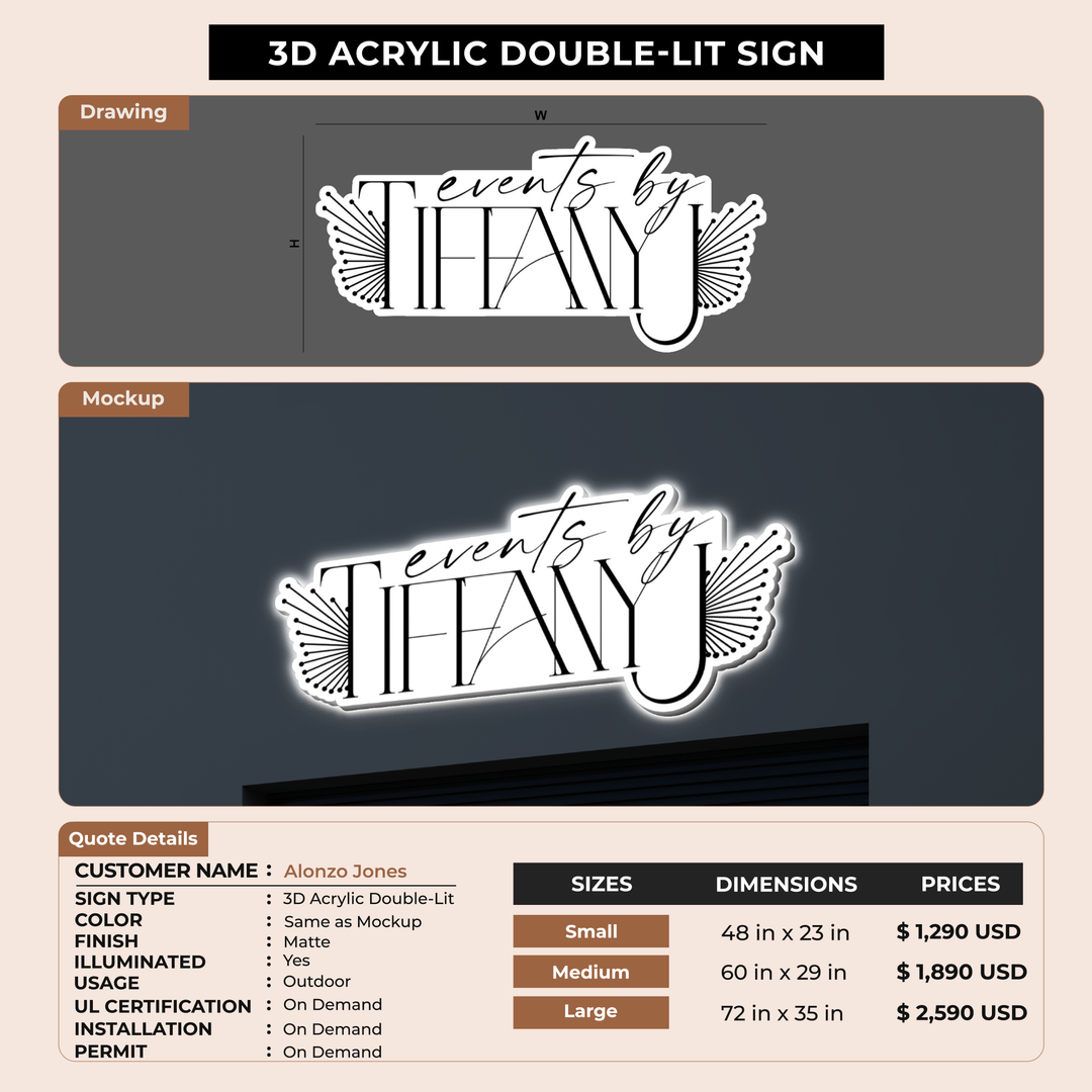 3d acrylic doublelit for Alonzo Jones