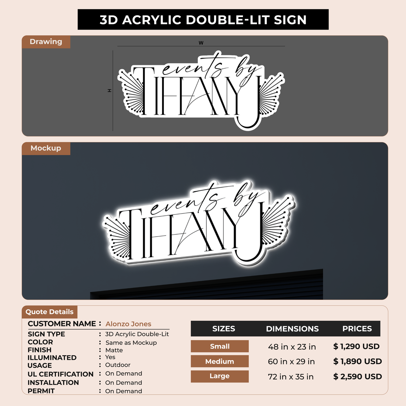 3d acrylic doublelit for Alonzo Jones