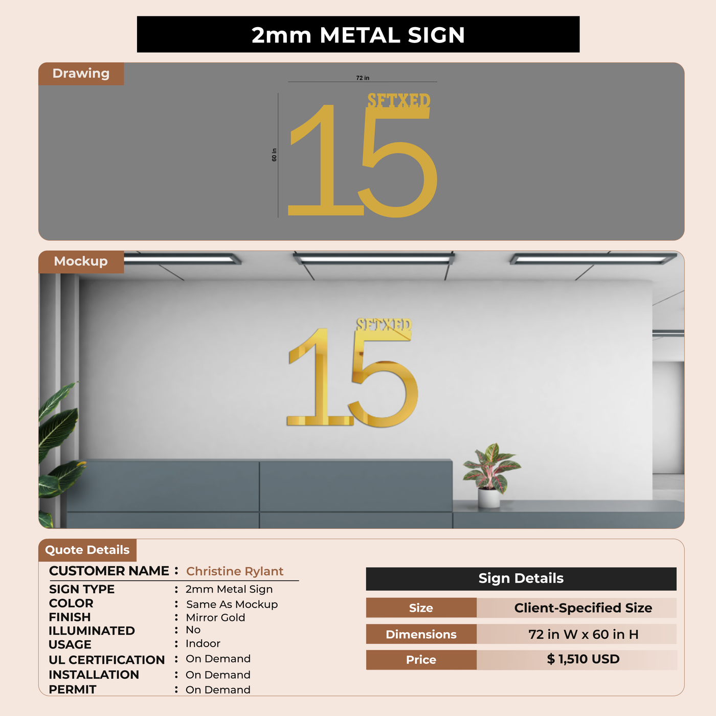 2mm Metal sign for Christine Rylant