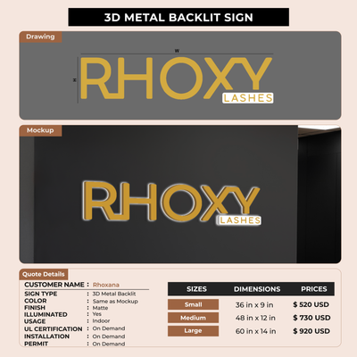 Business signage for Rhoxana