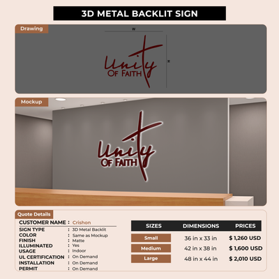 3d metal backlit for Crishon