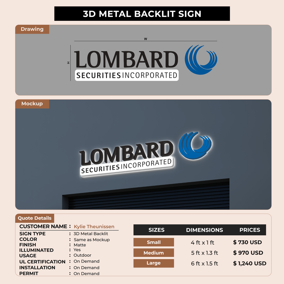 3d metal backlit for Kylie Theunissen