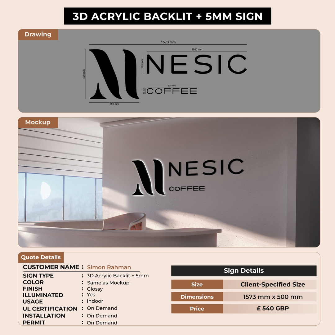 Business signage for Simon Rahman