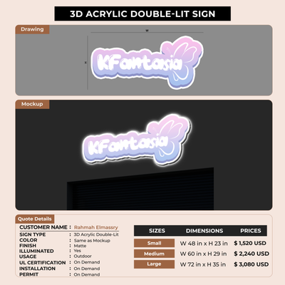 3D Acrylic Double-lit Sign for Rahmah Elmassry
