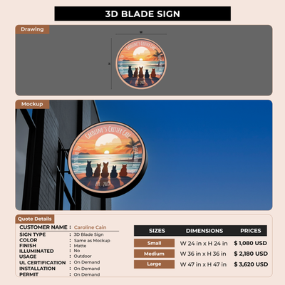 3D Blade Sign for Caroline Cain