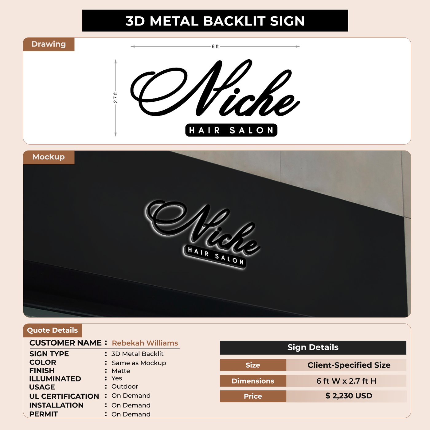 Custom Signs For Rebekah Williams