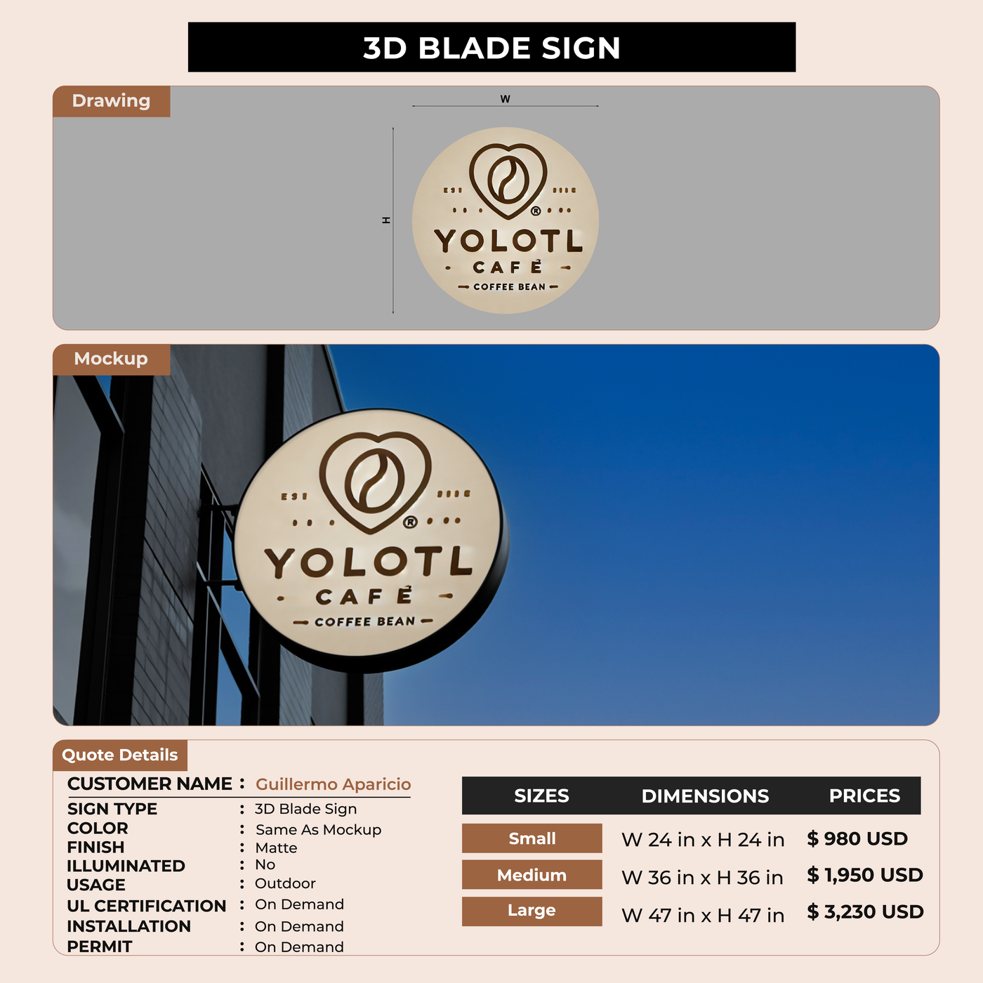 Custom Signs for Guillermo Aparicio