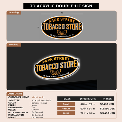 Business signage for Vishal Amin