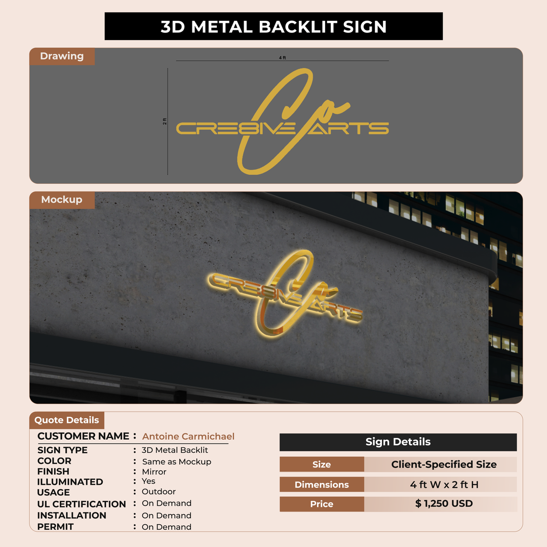 3D Metal Backlit for Antoine Carmichael