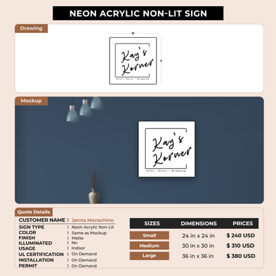 Business signage for Jenna Monachino