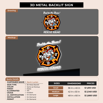 3d metal backlit for Devin Lucien