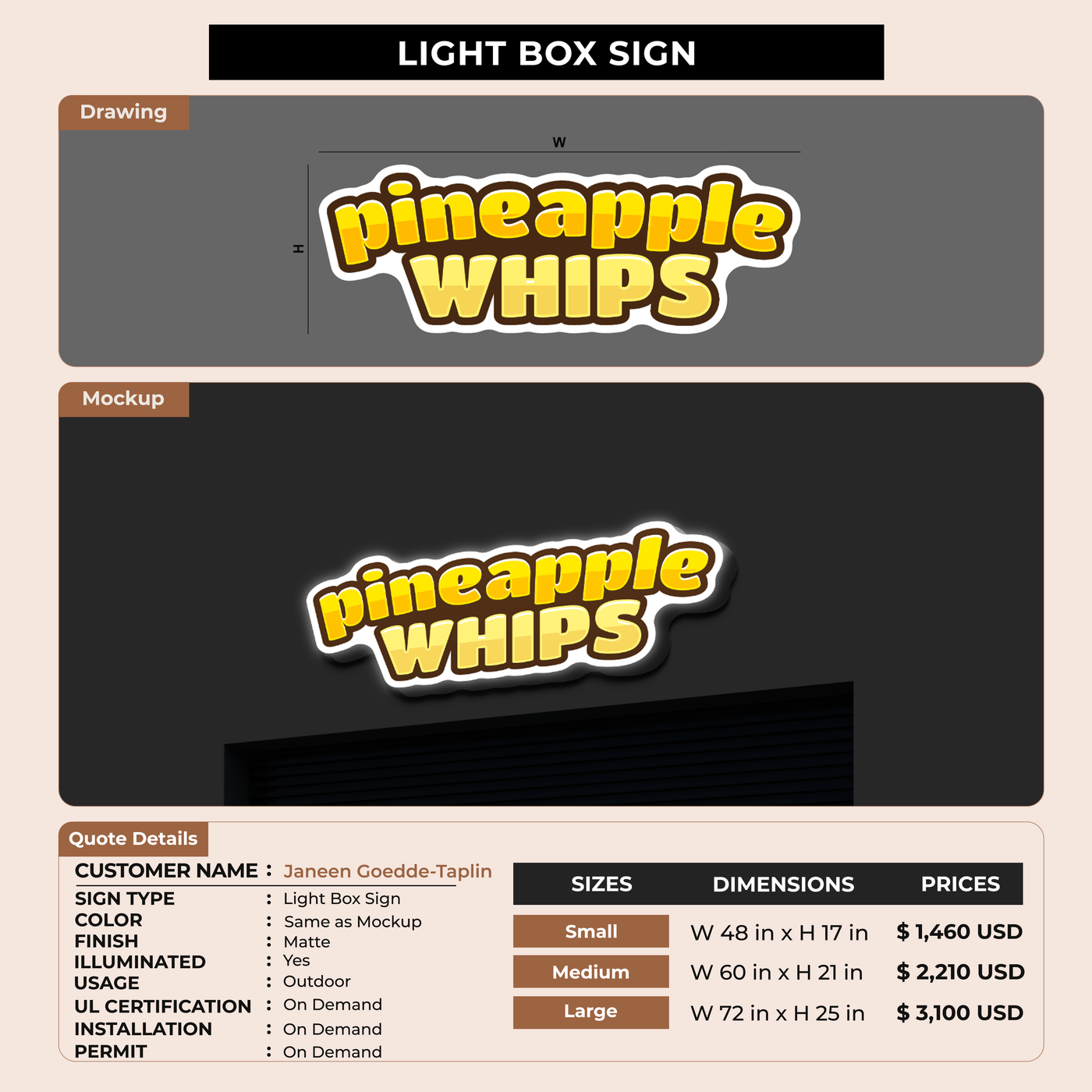 Light Box Signage for Janeen Goedde-Taplin